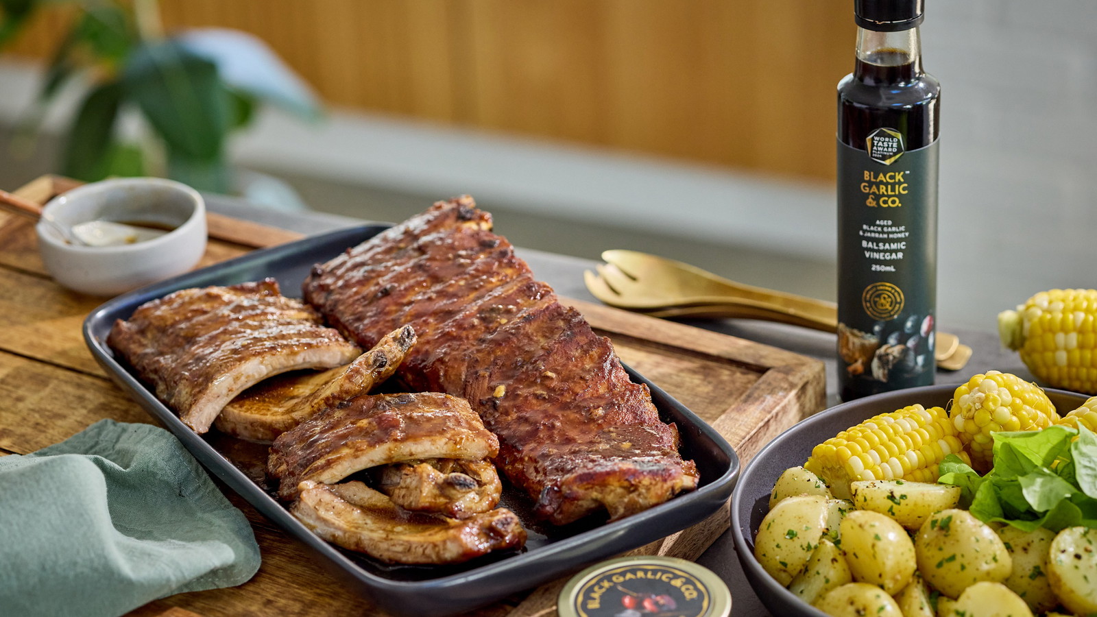 Image of AGED BLACK GARLIC AND CHERRY GLAZED RIBS