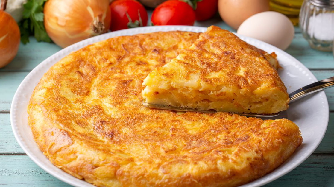 Tortillas espagnole, pomme de terre, tomme de chèvre, oignon, huile de tournesol, oeufs