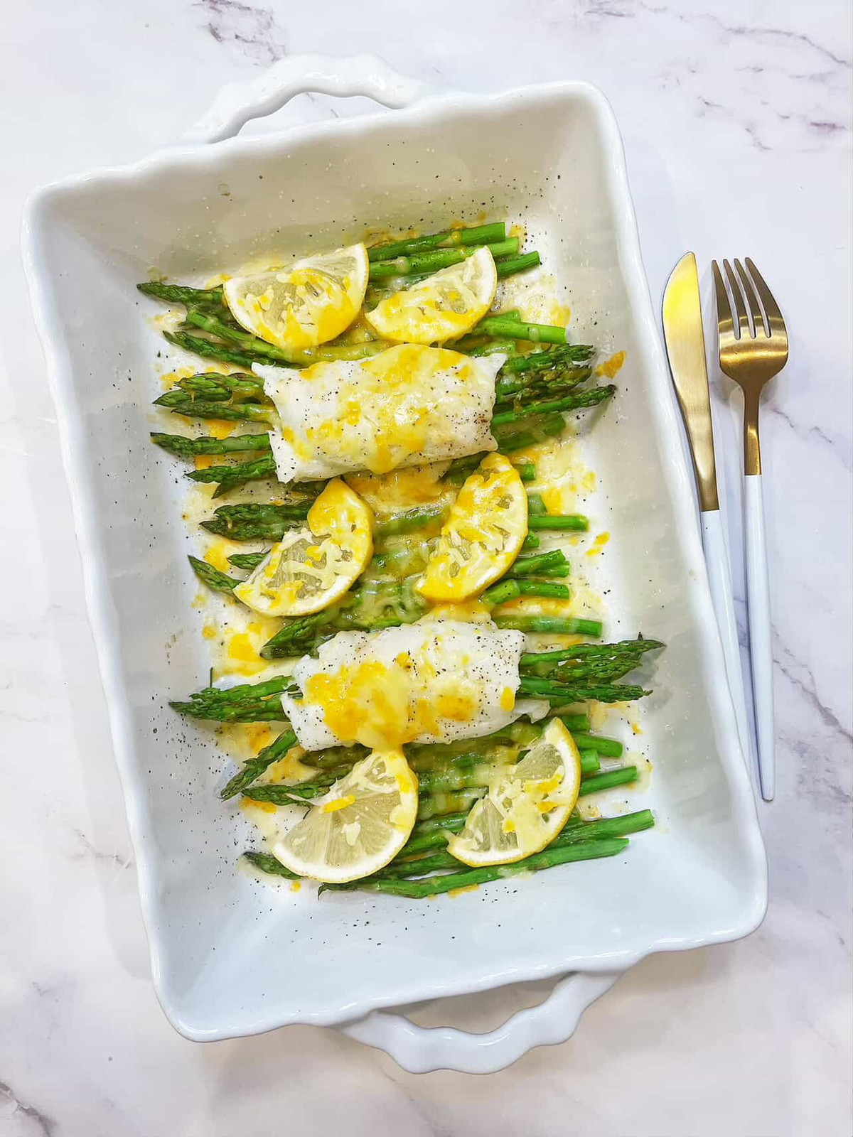 Lemon Asparagus Stuffed Halibut
