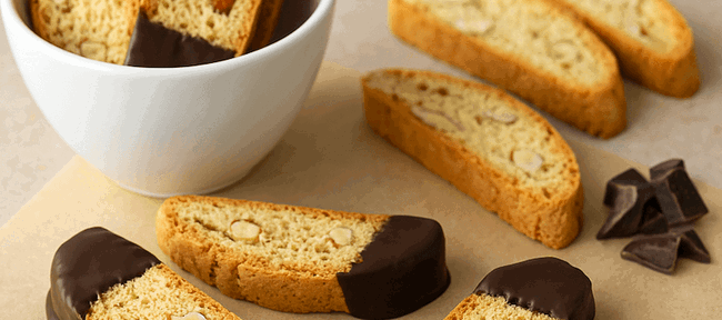 Image of Chocolate Dipped Almond Biscotti Recipe UK