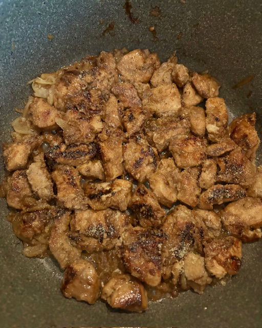 Image of Lower the heat to Medium (#5 on our stove-top) and...