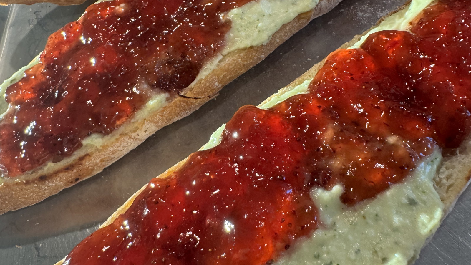 Image of Whipped Basil Feta & Strawberry Jam Baguette