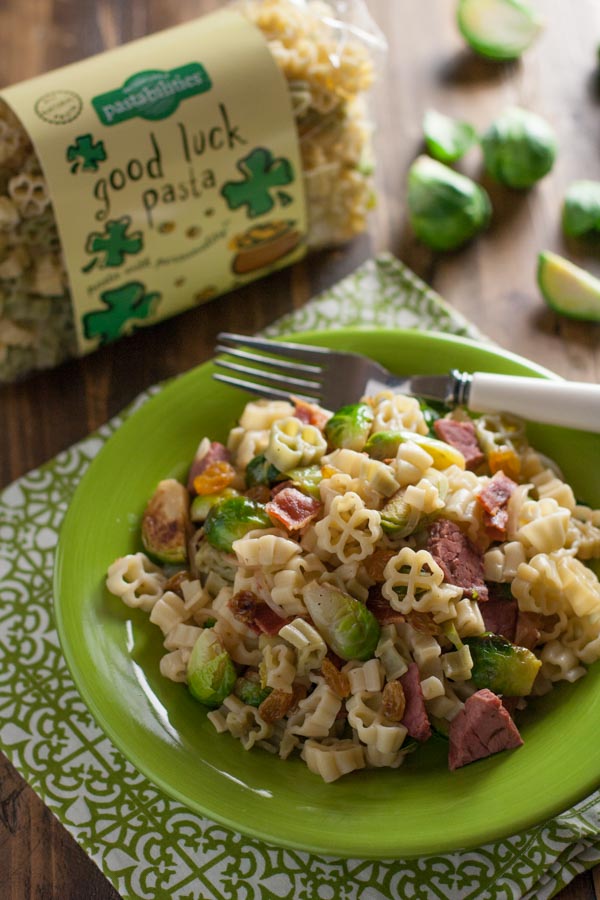 Bacon, Brussels Sprout, and Corned Beef Pasta