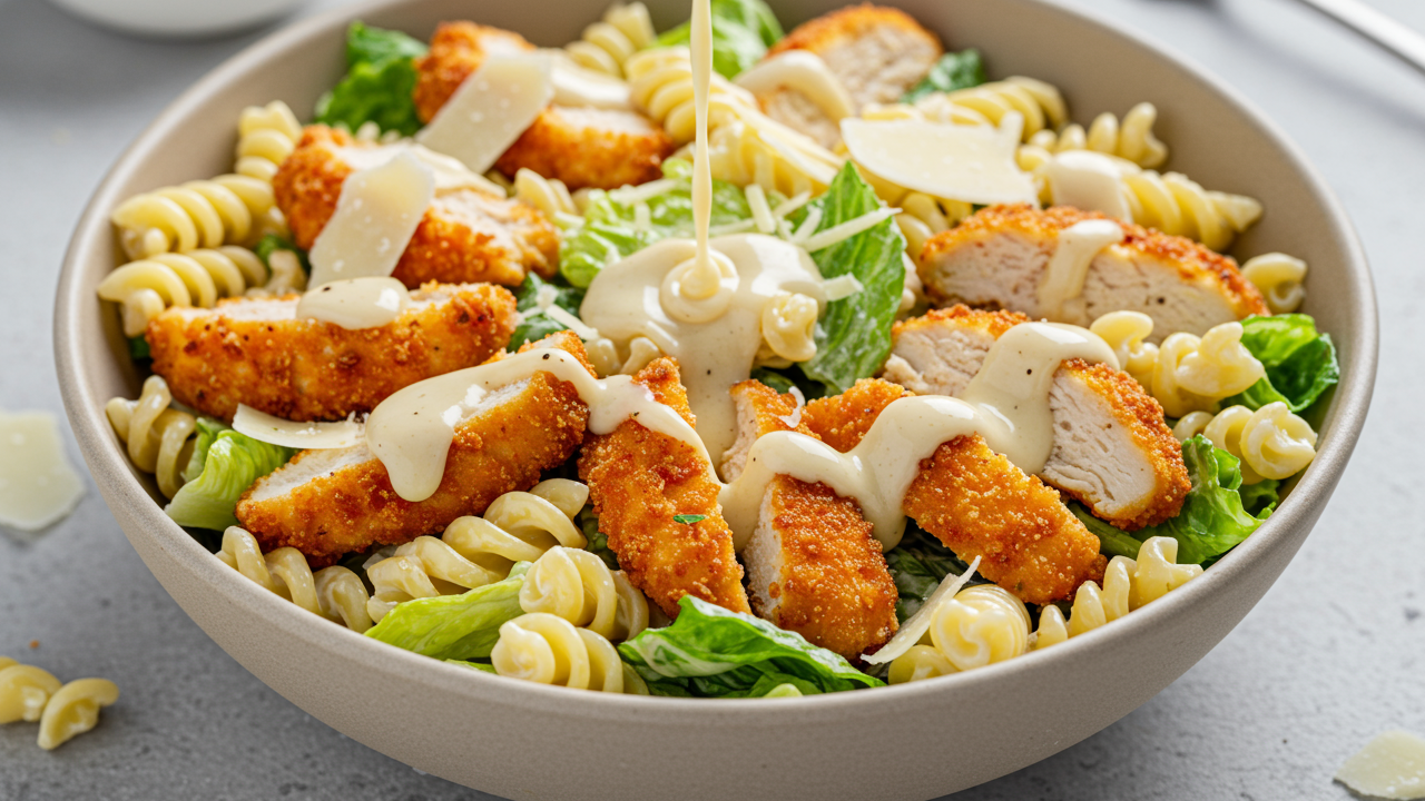 Image of Chicken Caesar Pasta Salad (5 Ingredients)