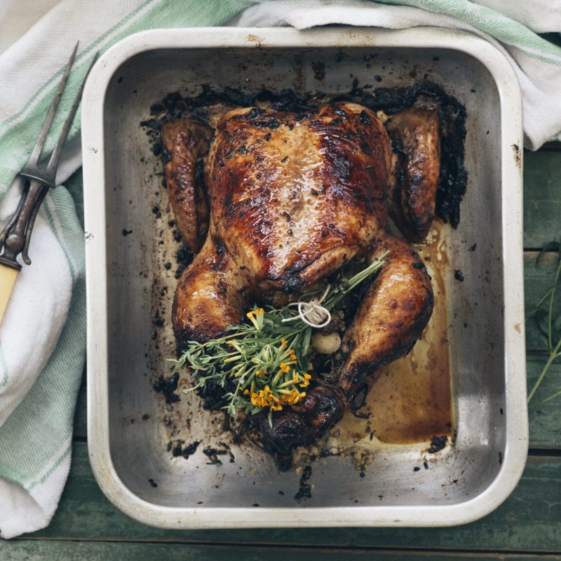 Roast Chicken with Macadamia Cous Cous Stuffing
