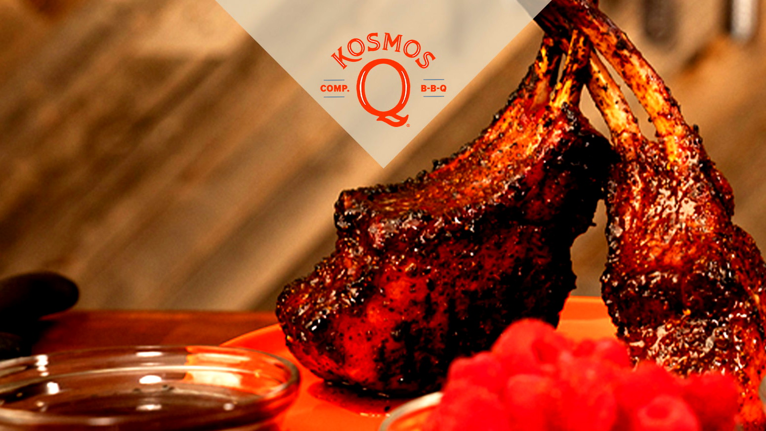 Image of Smoked Tomahawk Pork Chops with Honey Chipotle Rub & Raspberry Chipotle Sauce