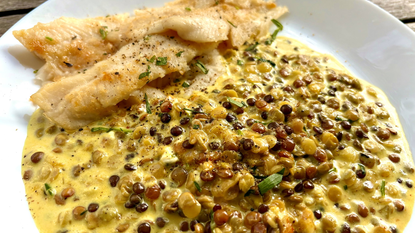 Image of Pepper Salt Sole and Creamy Lentils 
