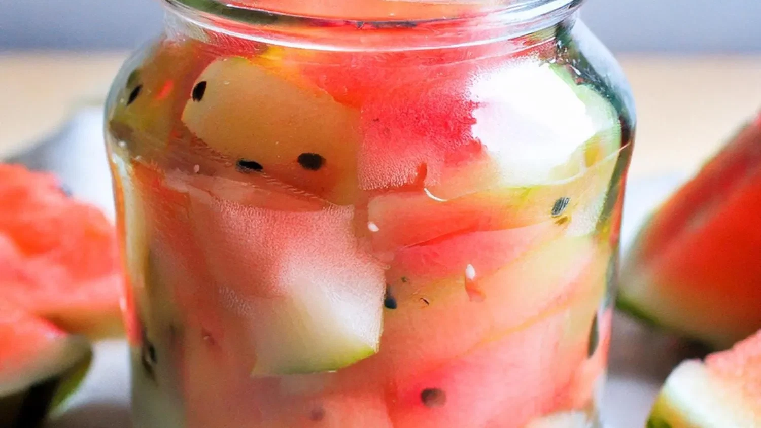 Jar of watermelon rind pickles