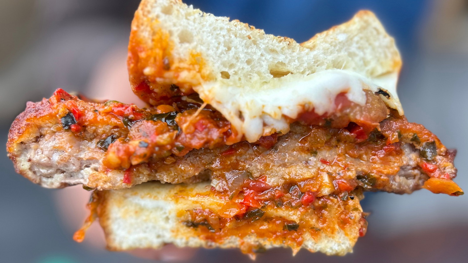 Image of Smoked and Fried Chicken Parm Patty Melt
