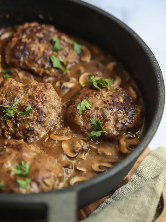 Homemade Salisbury Steak with Mushroom Gravy - Once Upon A Homestead Recipes
