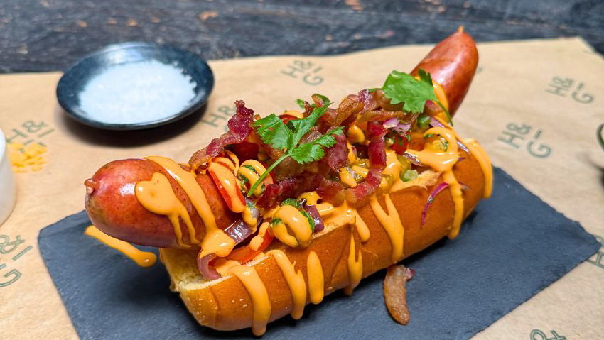 Image of Cheddarwurst Jalapeño Hot Dog with Crispy Bacon & Spicy Mayo