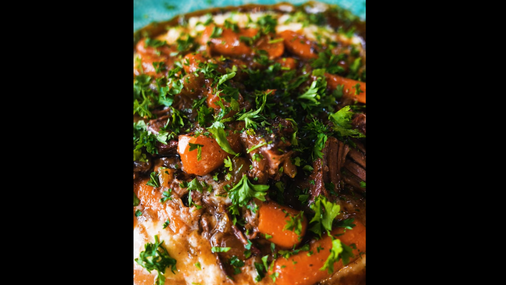 Image of Smoked Beef Short Ribs Over Mashed Potatoes