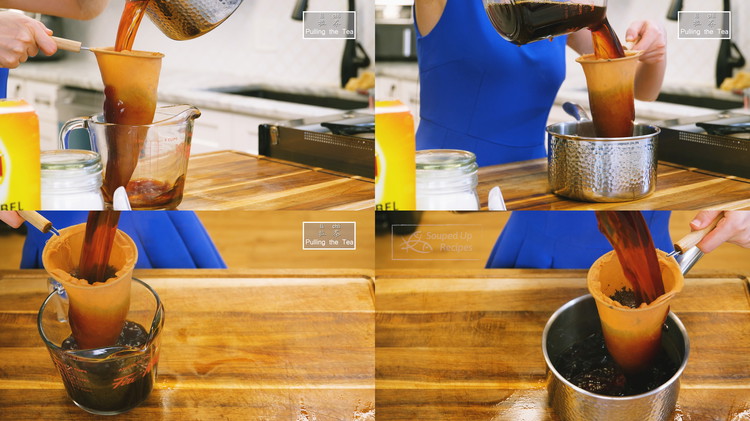 Image of 8 minutes later, we gonna repeat the 拉茶 process again by pouring the liquid back and forth 4 more times.