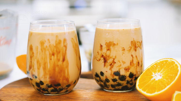 Image of To assemble the boba tea, add the tapioca bubbles into...