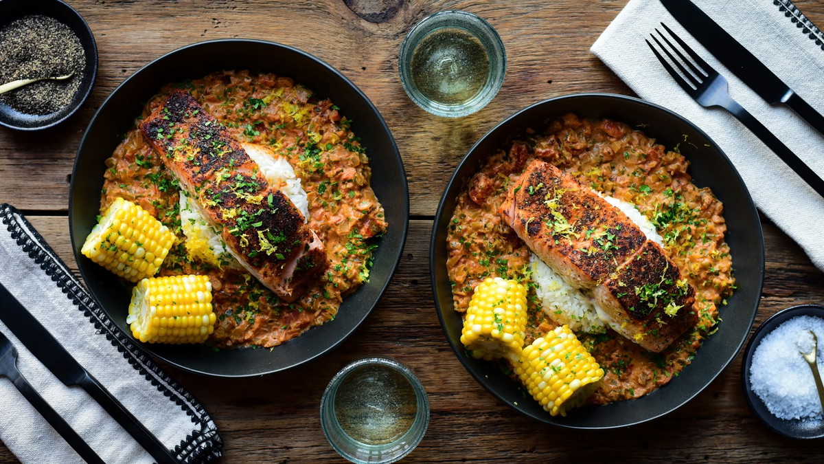 Blackened Salmon with Creole Sauce