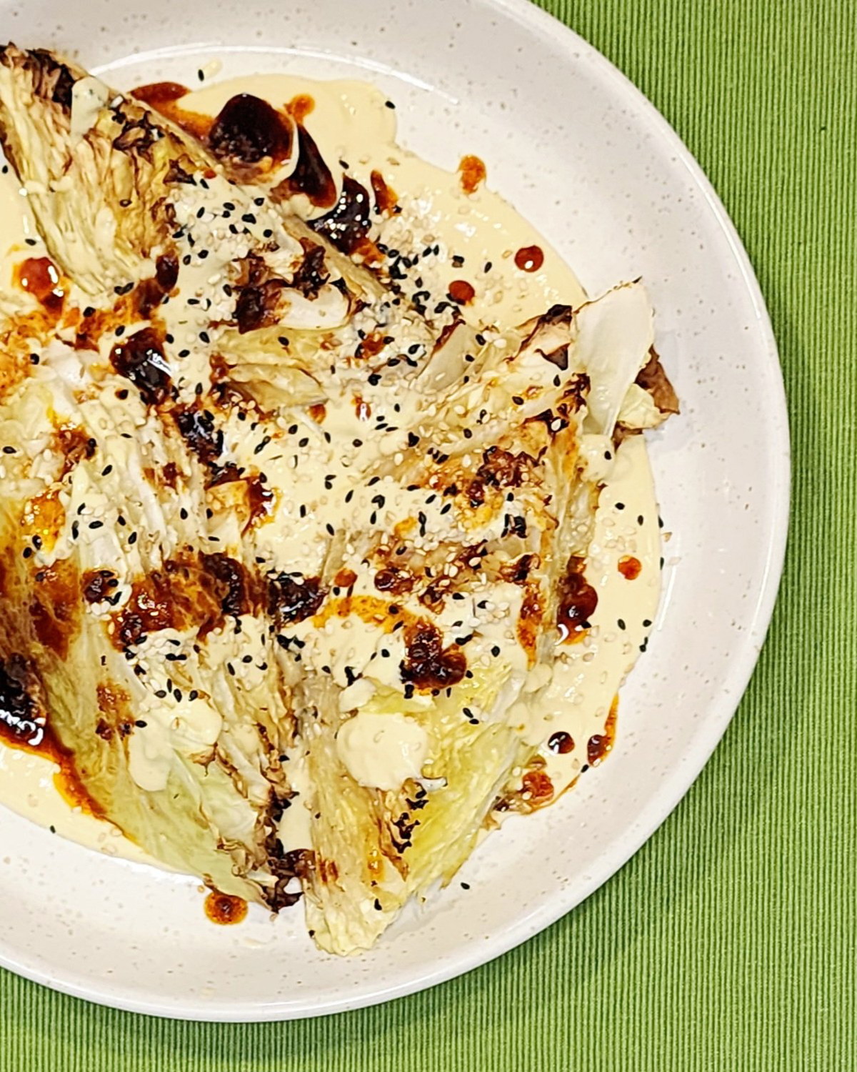 Charred Cabbage with Whipped Miso Garlic Sauce ๐