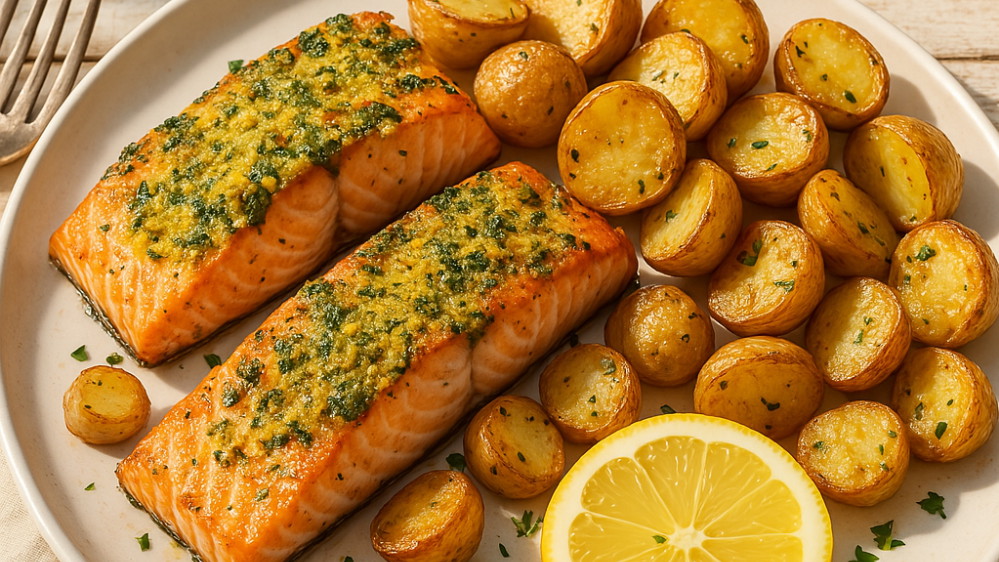 Image of Gegrillter Lachs mit Zitronen-Kräuterkruste