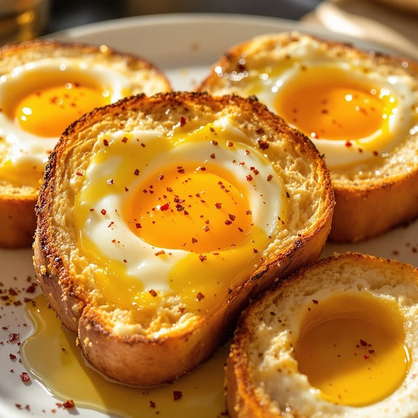 Oven Baked Eggs in a Brioche Basket + Heart Healthy Olive Oil = Breakfast of Champions