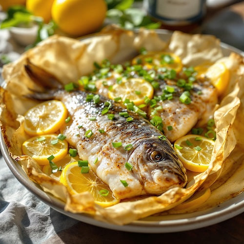 FRESH SNAPPER EN PAPILLOTE WITH EXTRA VIRGIN OLIVE OIL