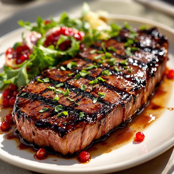 Pomegranate Balsamic Glazed & Grilled Rib-Eye Steak!