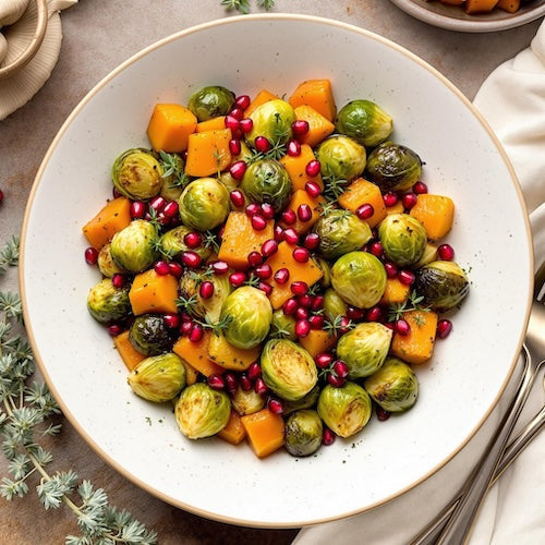 Roasted Sweet Potatoes & Brussels Sprouts