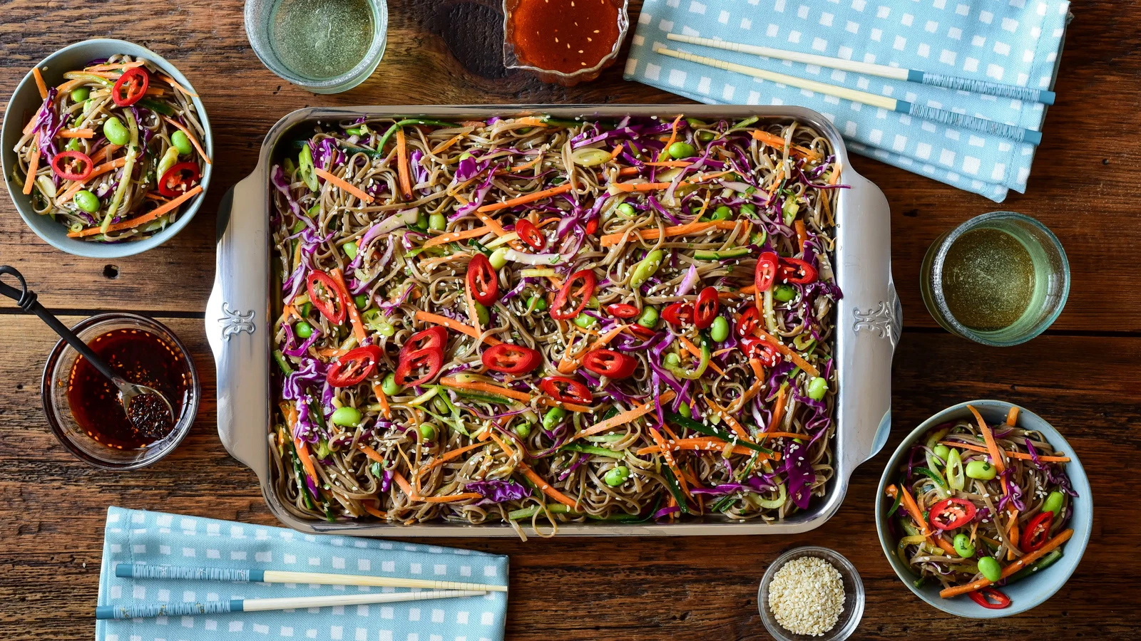 Image of Cold Soba Noodle Salad with Sesame Ginger Dressing
