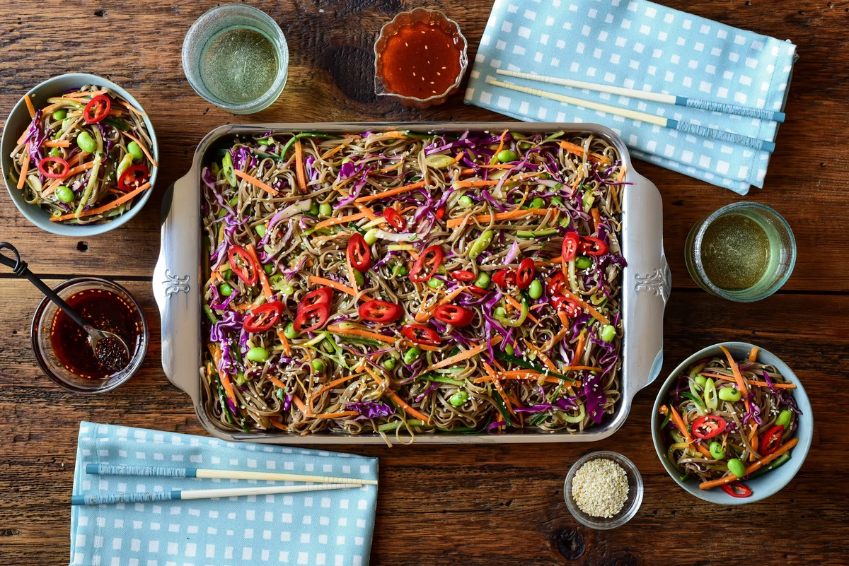 Cold Soba Noodle Salad with Sesame Ginger Dressing