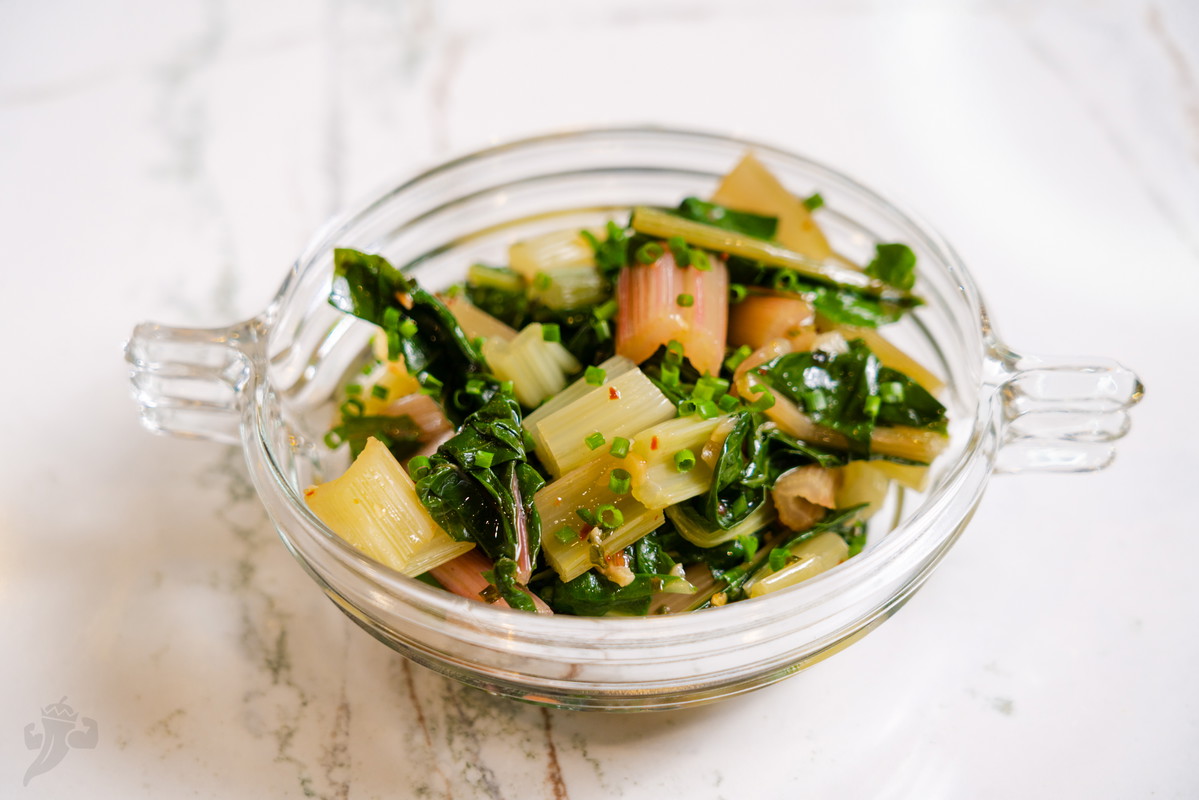 Swiss Chard with Garlic Chili Oil