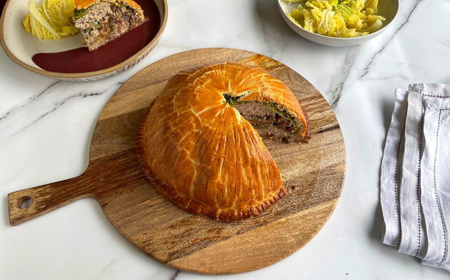Veal, Duck Confit and Chicken Liver Pie
