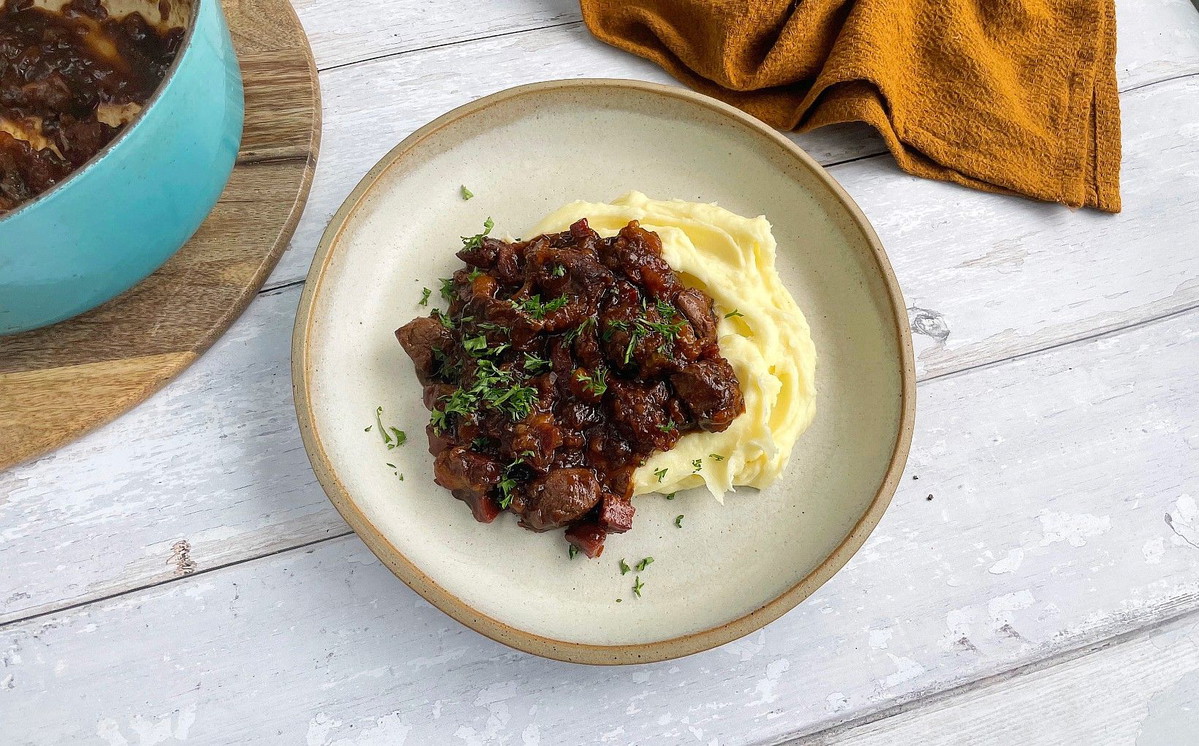 Venison, Smoked Sausage and Apricot Stew