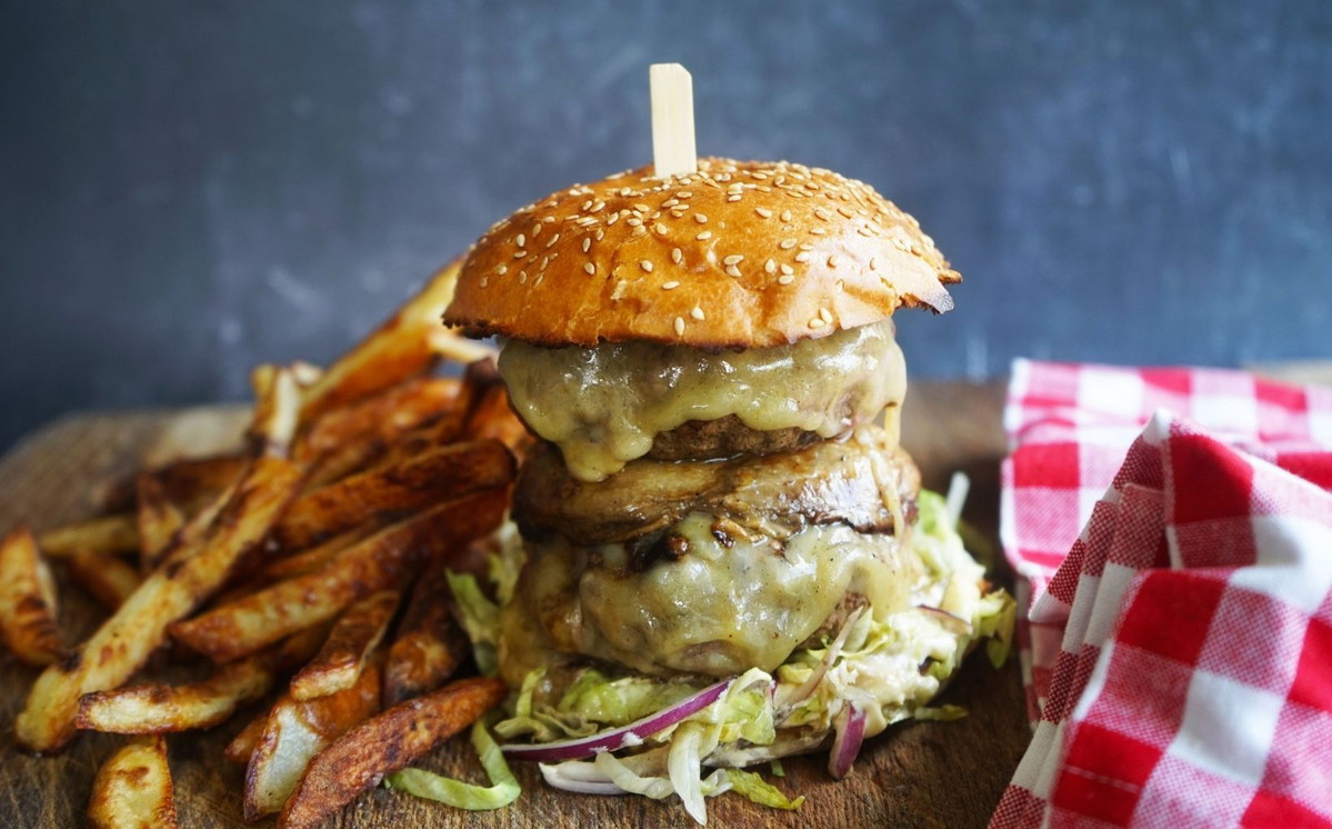 Wagyu Mushroom Burgers with Caramelised Onions