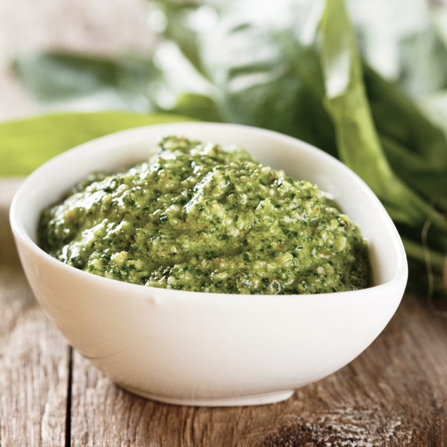 Image of garlic scape pesto with walnuts
