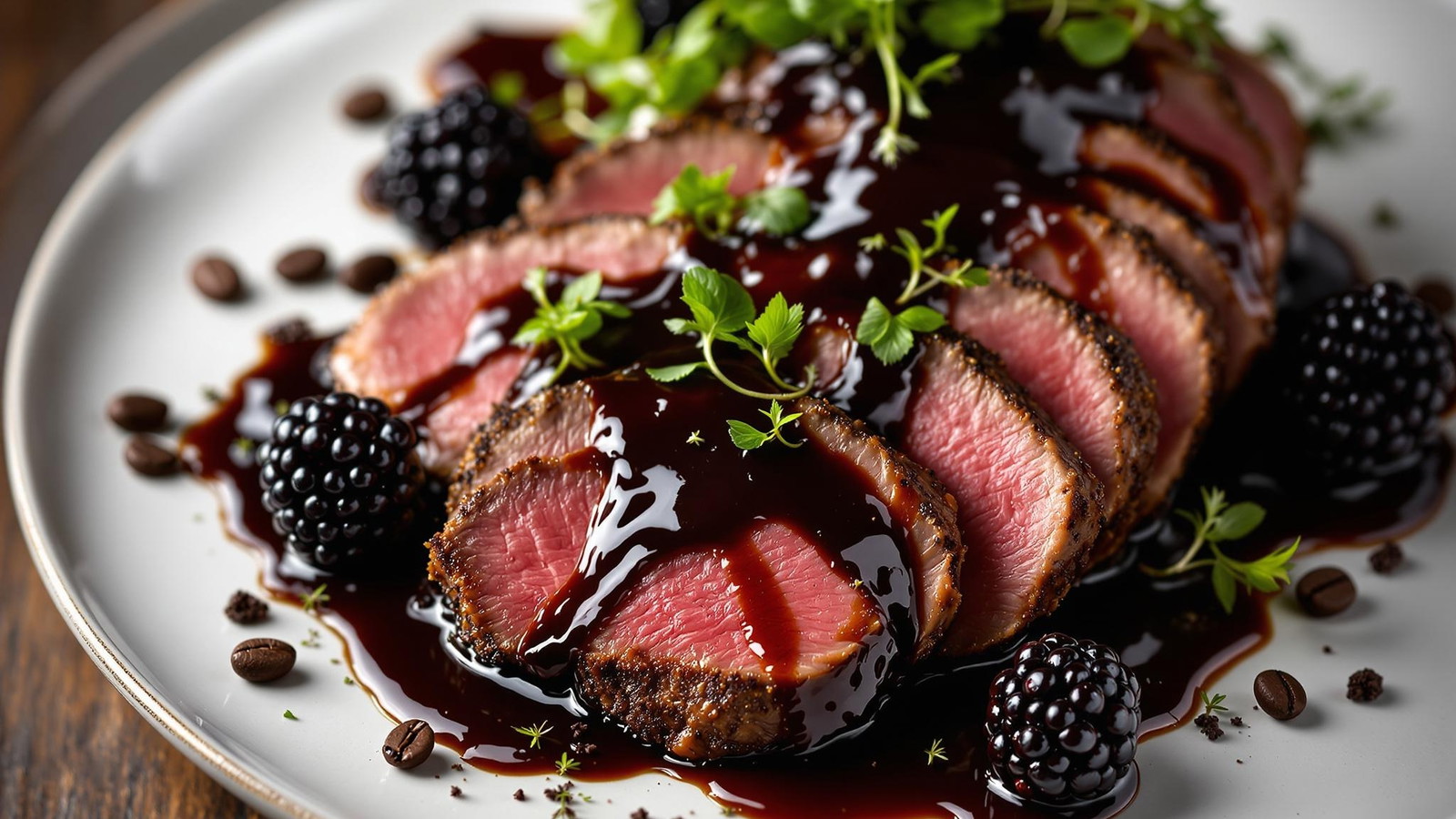 Image of Espresso-Glazed Duck Breast with Blackberry Compote