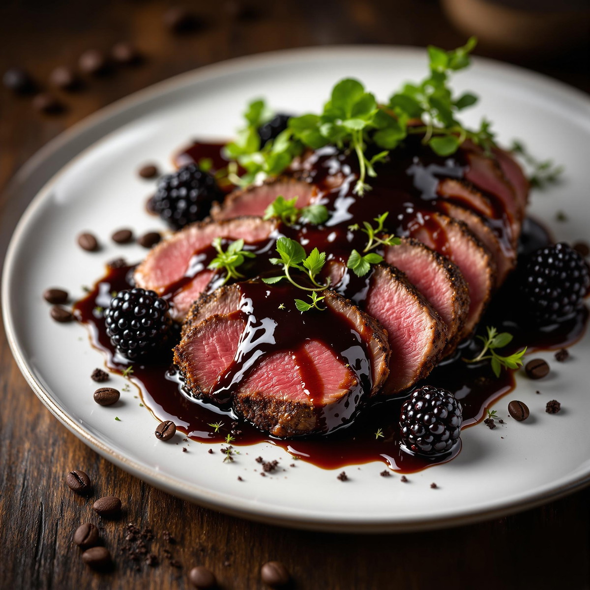 Espresso-Glazed Duck Breast with Blackberry Compote