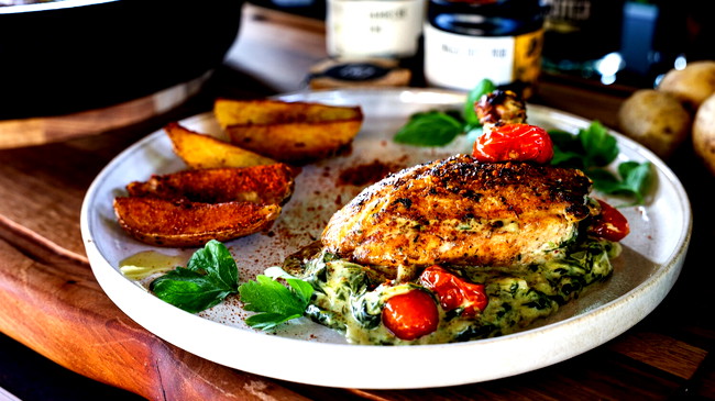 Image of Maishähnchen Supreme mit cremiger Käse-Spinat-Soße