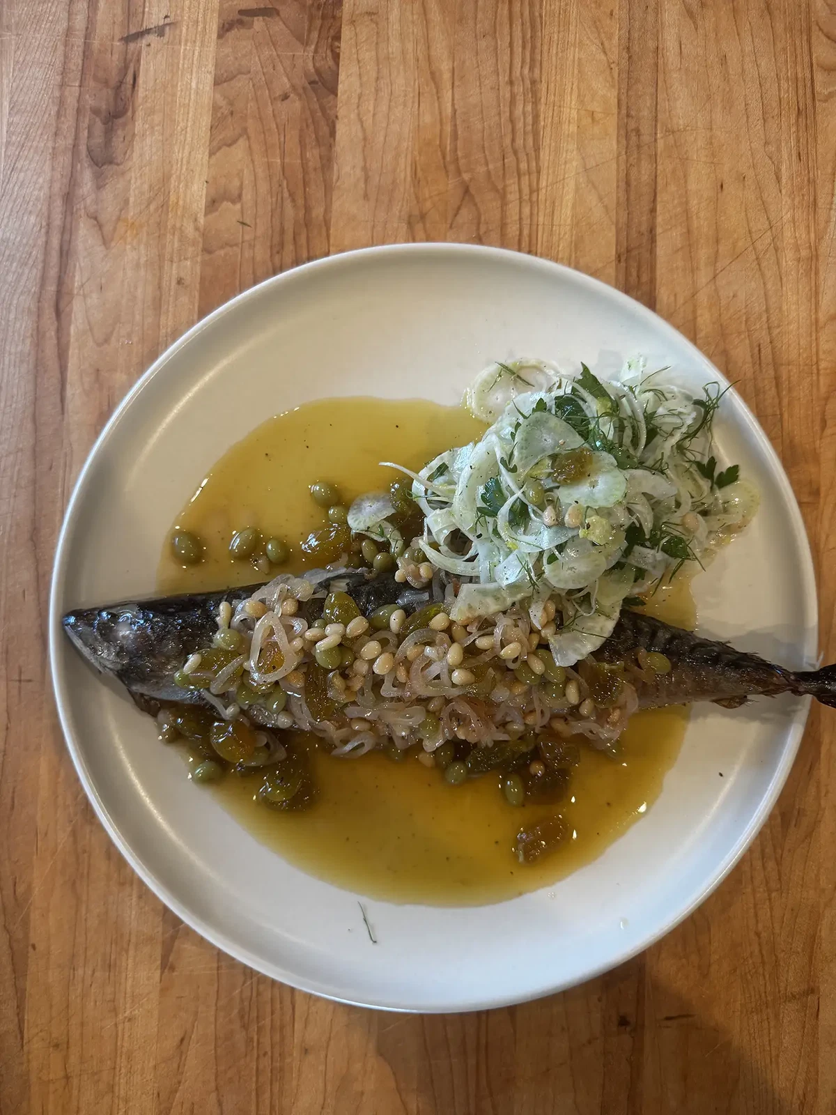 Whole Mackerel in Saor & Fennel Salad