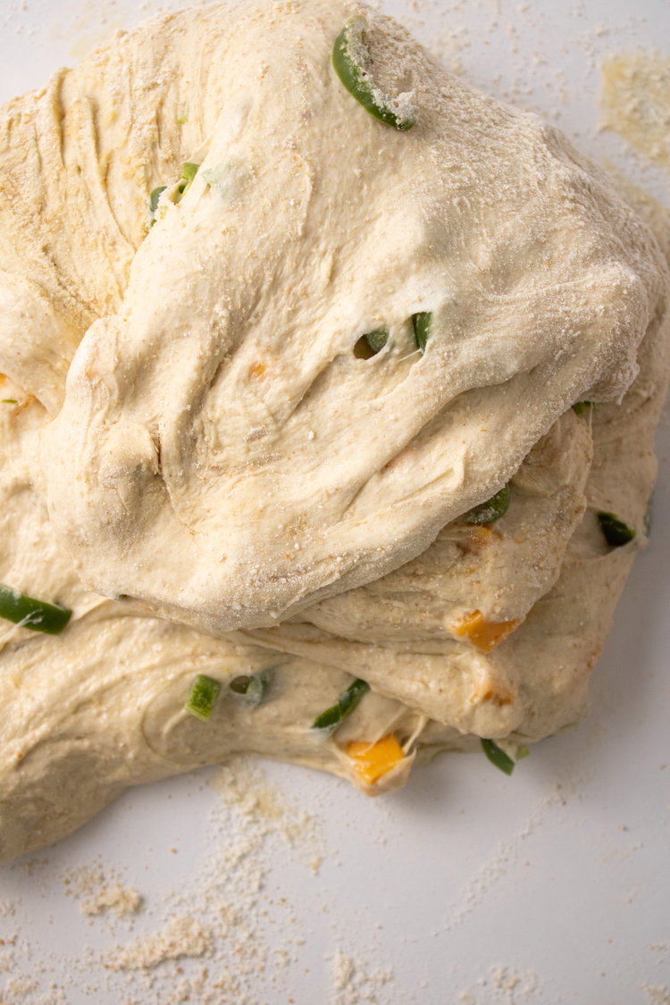 Image of No kneading is required. Mix until combined and turn into...