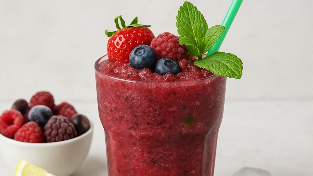 Image of Eistee-Slushy mit Beeren & Minze