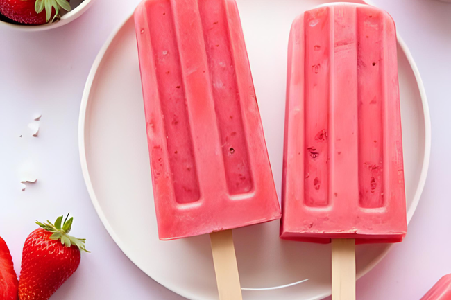 Image of Strawberry Kefir Popsicles
