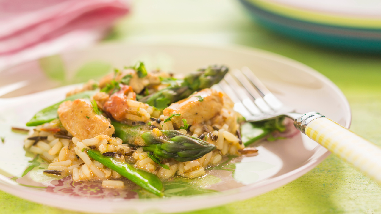 Image of Cajun Butter Chicken Bites with Lemony Asparagus