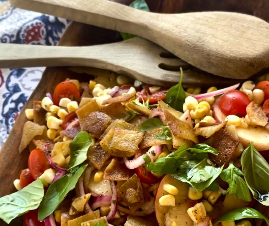 Peachy Corn and Tomato Seasonal Summer Salad