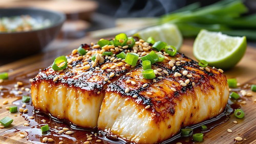Image of Miso Honey Glazed Cod with Crispy Skin