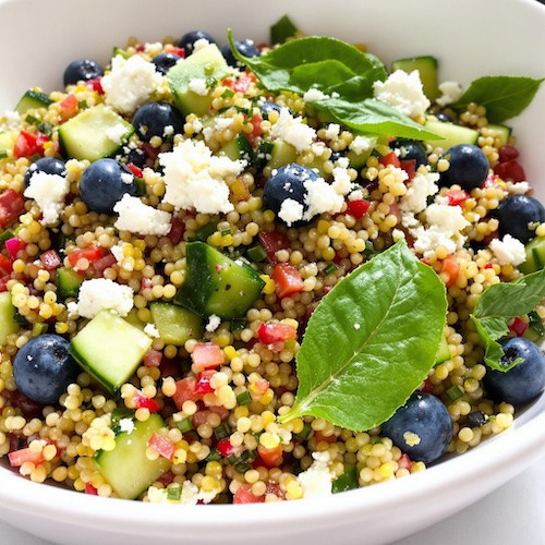 Blueberry, Cucumber and Quinoa Salad with Lemon Basil Vinagrette