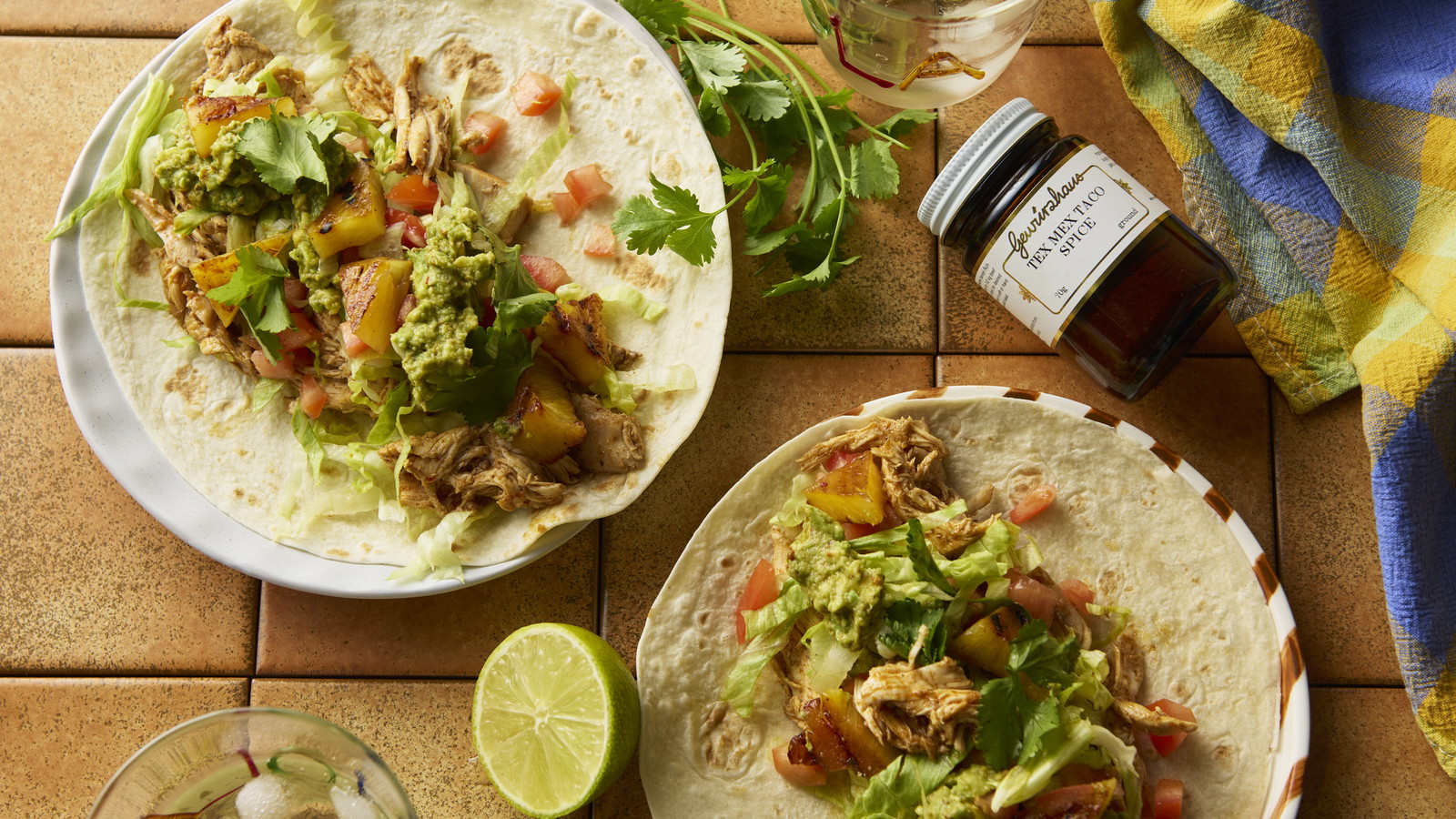 Image of Tex Mex Chicken Tacos with Guacamole & Grilled Pineapple