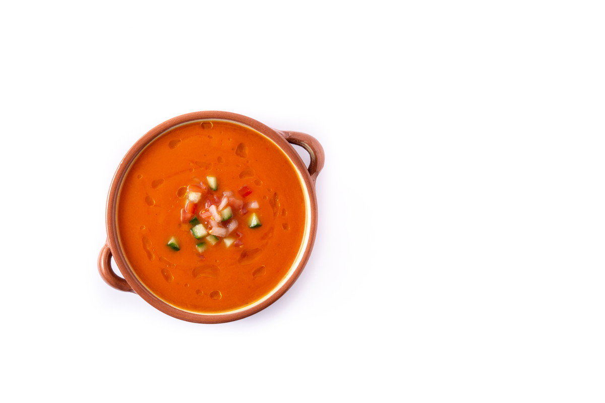 Summer Gazpacho with Jalapeño Olive Relish