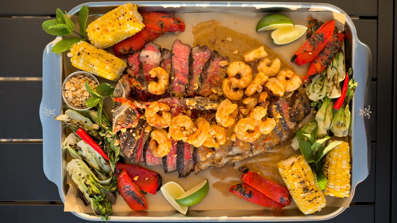 Image of Grilled Steak with Shrimp in Lemongrass-Coconut Sauce