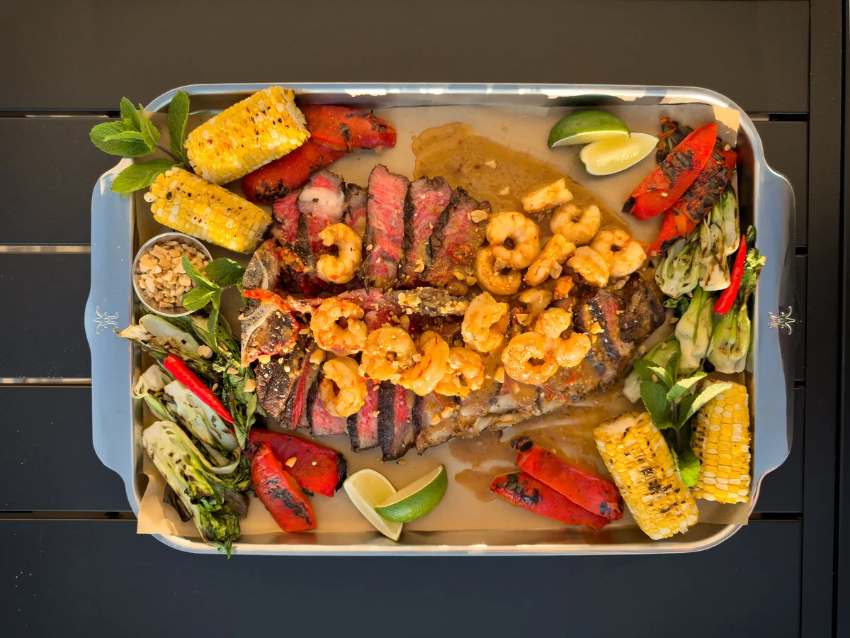 Grilled Steak with Shrimp in Lemongrass-Coconut Sauce