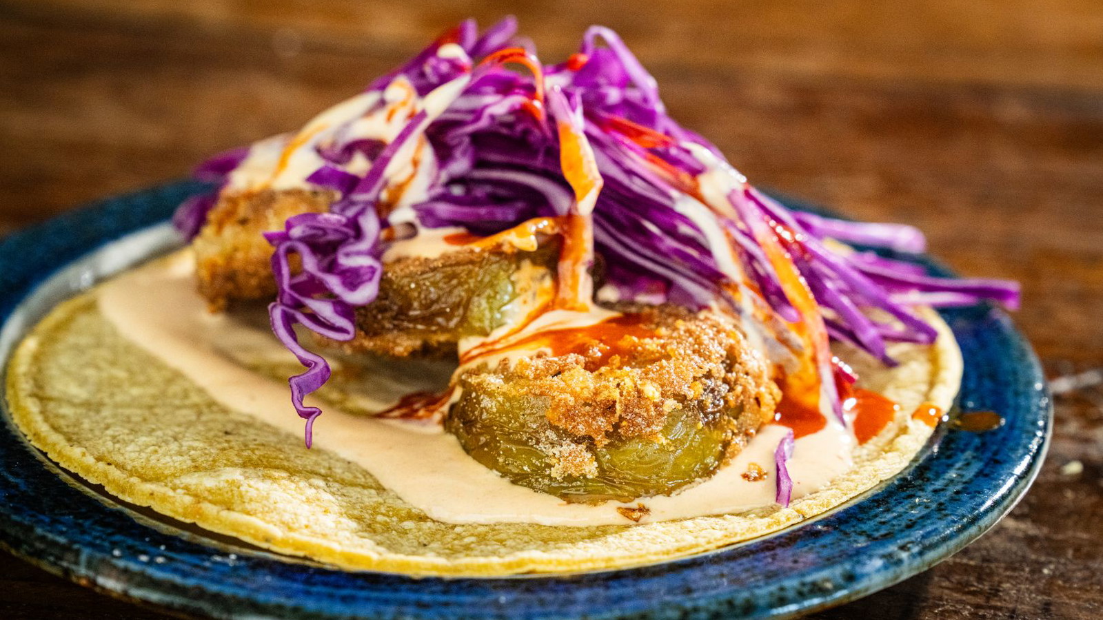 Fried Green Tomatillo Tacos