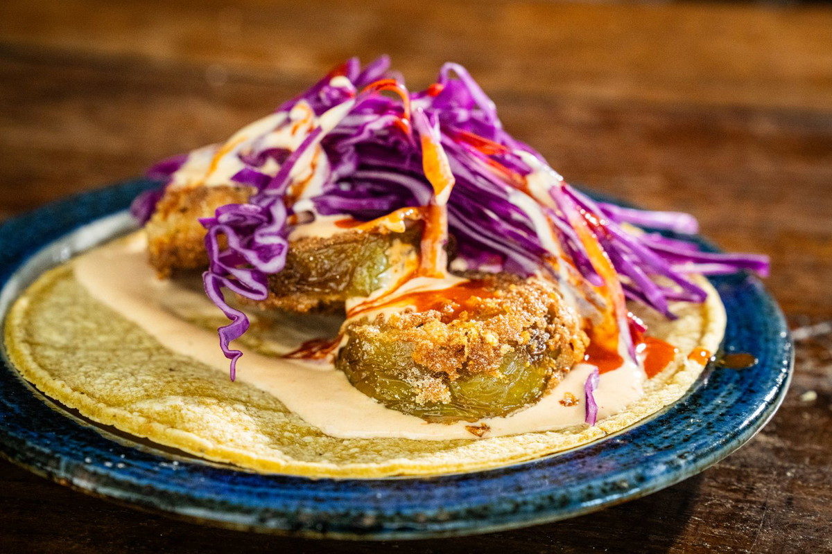 Fried Green Tomatillo Tacos