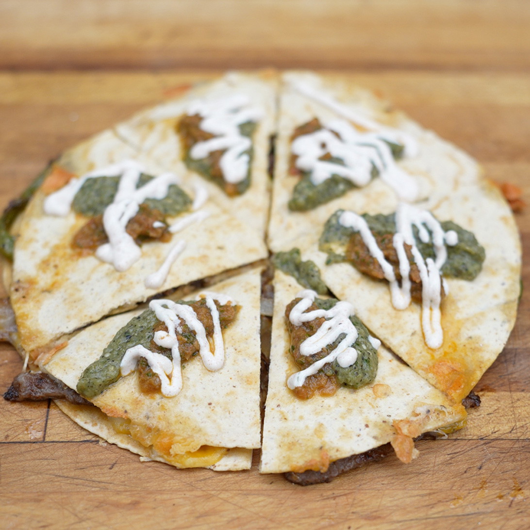 New York Strip Slice Quesadillas